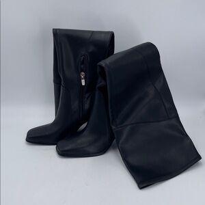 Marc Fisher DENK12 Black Leather Tall Boots